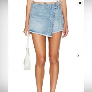 Light Blue Wrap Mini Skirt